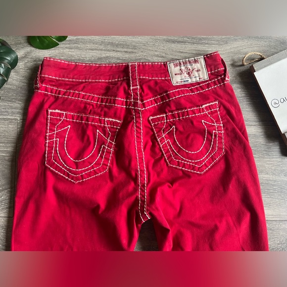 True religion Jennie skinny jeans in red with white stitching. Size 29 - Picture 8 of 15